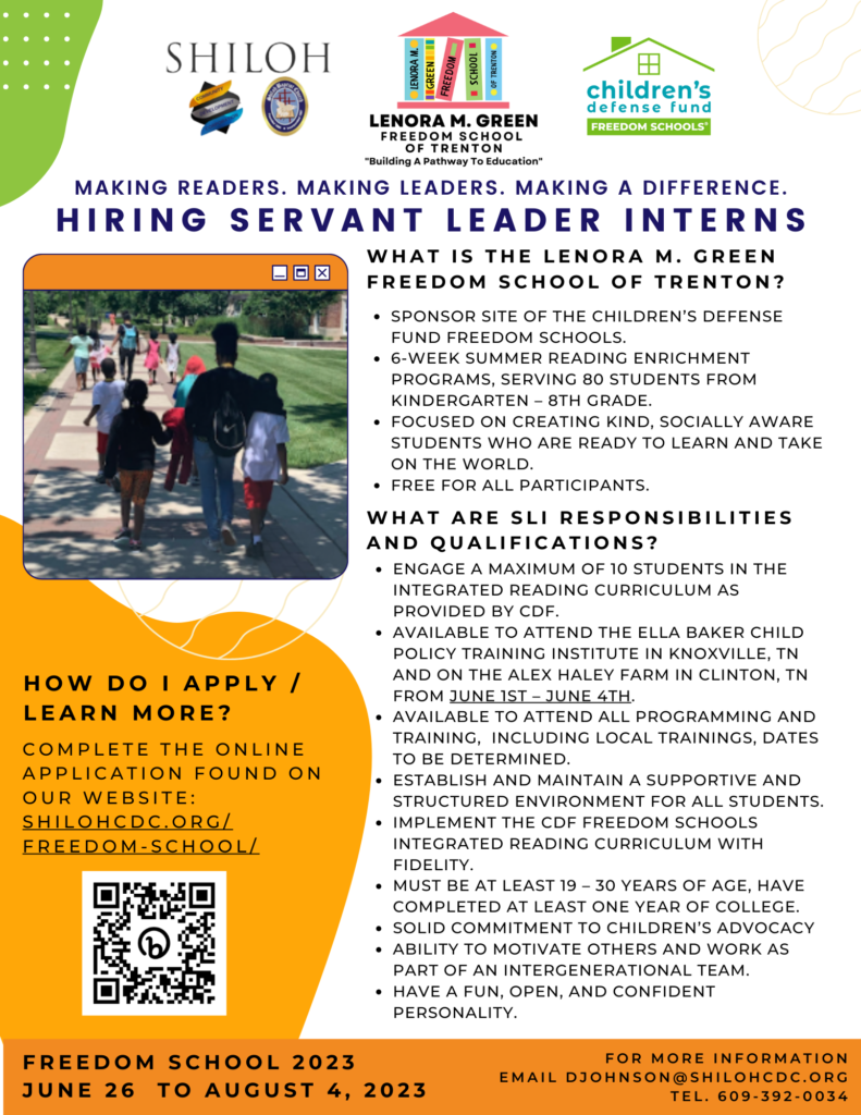 HIRING SERVAN LEADER INTERNS FOR FREEDOM SCHOOL